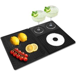 Foldable Silicone Bar Mat with Salt Rimmer