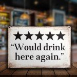 Funny 'Drink Here Again' Metal Bar Sign
