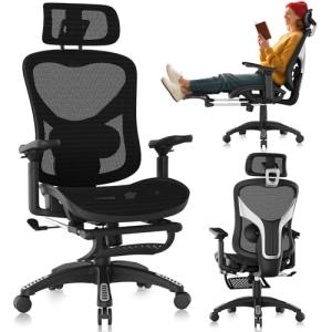 Ergonomic Mesh Office Chair with Footrest & Cooling