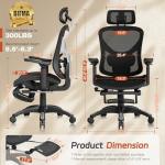 Ergonomic Mesh Office Chair with Footrest & Cooling