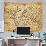 Vintage World Map Tapestry for Your Man Cave