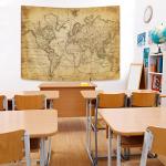 Vintage World Map Tapestry for Your Man Cave