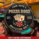 Personalized Poker Club Wall Art Sign for Man Cave