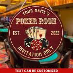 Personalized Poker Club Wall Art Sign for Man Cave