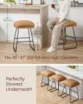 Caramel Brown Leather Bar Stools Set of 2