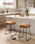 Caramel Brown Leather Bar Stools Set of 2