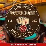 Personalized Poker Club Wall Art Sign for Man Cave