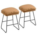Caramel Brown Leather Bar Stools Set of 2