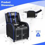 Blue Massage Gaming Recliner with Adjustable Footrest