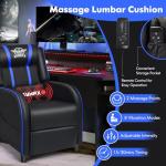 Blue Massage Gaming Recliner with Adjustable Footrest