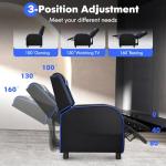 Blue Massage Gaming Recliner with Adjustable Footrest