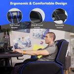 Blue Massage Gaming Recliner with Adjustable Footrest