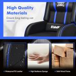 Blue Massage Gaming Recliner with Adjustable Footrest