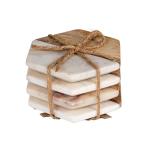 Hexagon Marble & Mango Wood Coaster Set