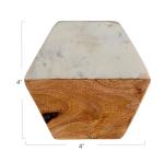 Hexagon Marble & Mango Wood Coaster Set