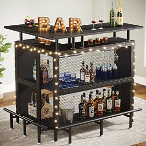 L-Shaped Home Bar Unit with Stemware Racks