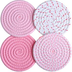 Set of 4 Large Fabric Coasters – Cute & Absorbent