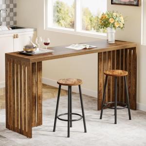 63-Inch Rustic Counter Height Bar Table