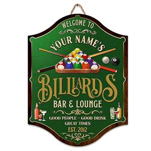 Custom Billiards Bar Wood Sign for Man Cave