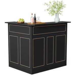 LITTLE TREE Modern 4-Tier Black Bar Cabinet
