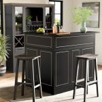 LITTLE TREE Modern 4-Tier Black Bar Cabinet