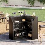 LITTLE TREE Modern 4-Tier Black Bar Cabinet