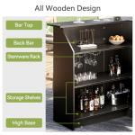 LITTLE TREE Modern 4-Tier Black Bar Cabinet