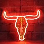 Neon Longhorn Bull Skull Sign for Man Cave