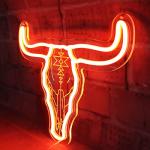 Neon Longhorn Bull Skull Sign for Man Cave