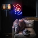 Neon Cowboy Hat and Boot Wall Sign
