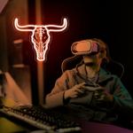 Neon Longhorn Bull Skull Sign for Man Cave