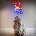 Neon Cowboy Hat and Boot Wall Sign