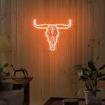 Neon Longhorn Bull Skull Sign for Man Cave