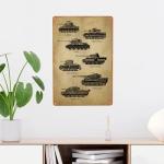 WWII Fighter Planes and Tanks Vintage Metal Sign