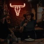 Neon Longhorn Bull Skull Sign for Man Cave