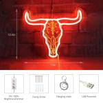 Neon Longhorn Bull Skull Sign for Man Cave