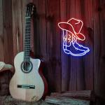 Neon Cowboy Hat and Boot Wall Sign
