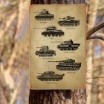 WWII Fighter Planes and Tanks Vintage Metal Sign