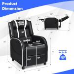 GYMAX Ergonomic Gaming Recliner with Massage & Footrest