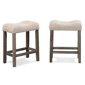 Set of 2 Taupe Counter Height Saddle Stools