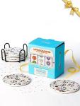 Ceramic Drink Coasters with Holder - Set of 6