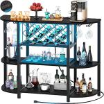 4-Tier Metal Coffee Bar Cabinet with LED Light