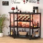 4-Tier Metal Coffee Bar Cabinet with LED Light