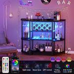 4-Tier Metal Coffee Bar Cabinet with LED Light