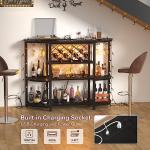 4-Tier Metal Coffee Bar Cabinet with LED Light