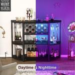 4-Tier Metal Coffee Bar Cabinet with LED Light