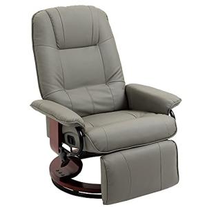 Faux Leather Swivel Recliner Lounge Chair, Gray
