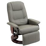 Faux Leather Swivel Recliner Lounge Chair, Gray