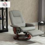 Faux Leather Swivel Recliner Lounge Chair, Gray