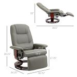 Faux Leather Swivel Recliner Lounge Chair, Gray